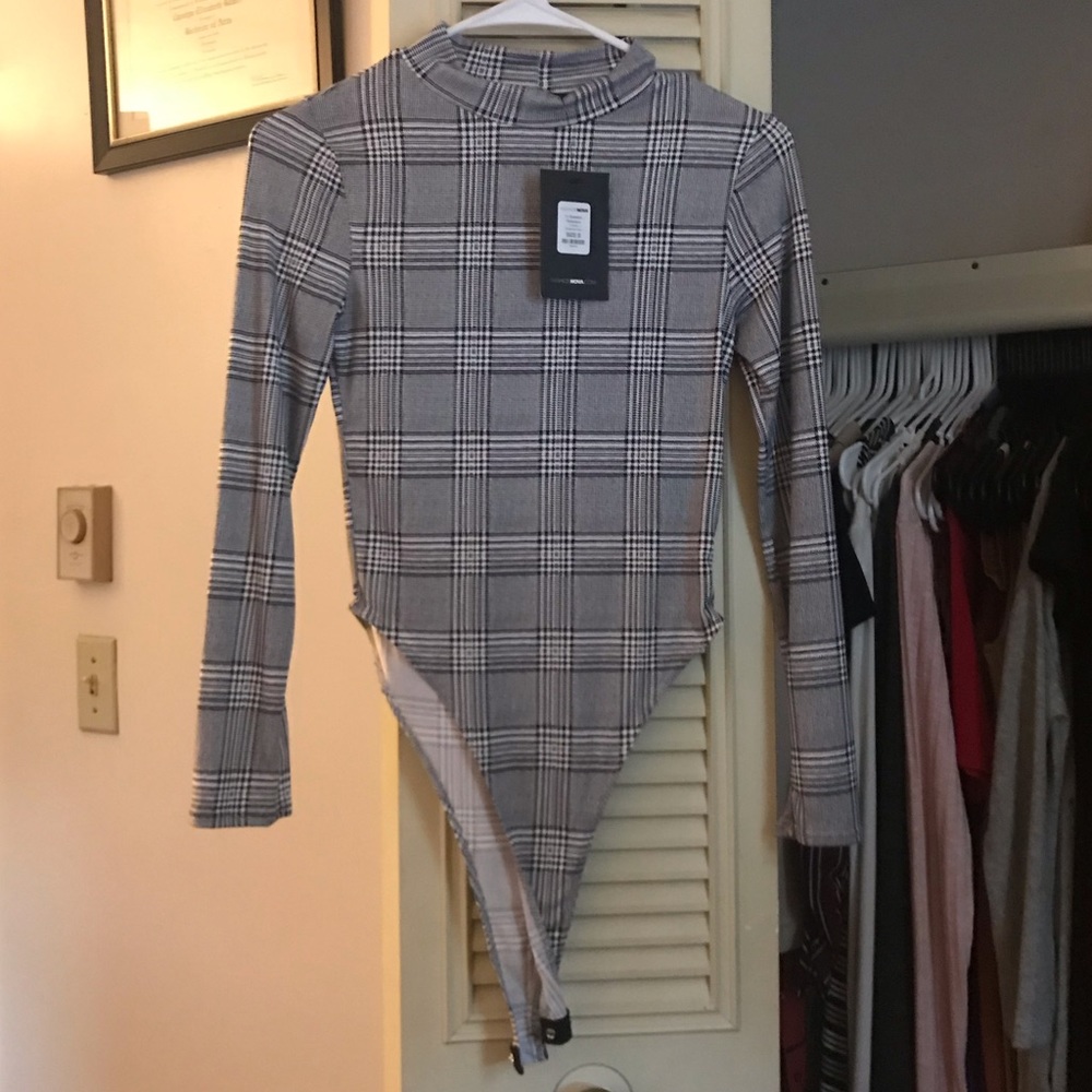 Plaid pattern body suit